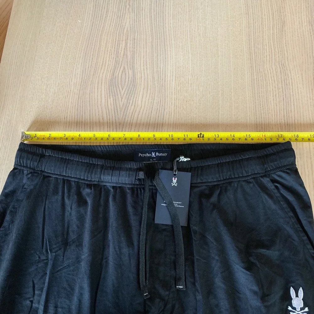 Psycho Bunny Pajama Pants Mens XL Black Pima Cotton Modal Blend Logo Sweatpants - Picture 9 of 12